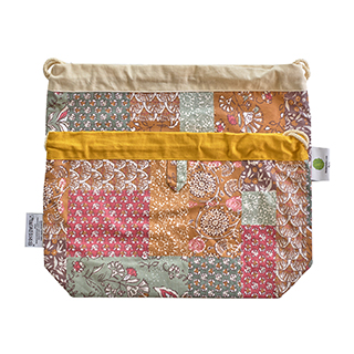 Sac à pain réversible - Patchwork bordeaux rouille - Sacasalades by Arminé