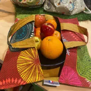 Sac à plats réversible en tissu Spirale rouge - Sacasalades by Arminé