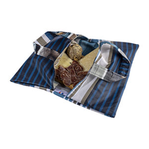Sac à plats réversible réutilisable en tissu bateau bayardère Sacasalades by Arminé